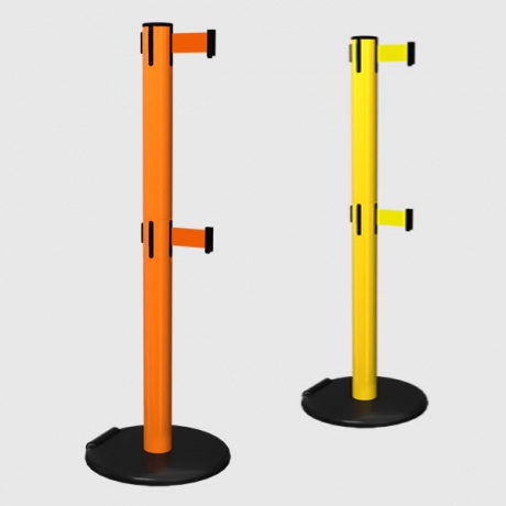 RollerSafety 250 Twin Heavy Duty Retractable Belt Barrier - 3.4 Metres